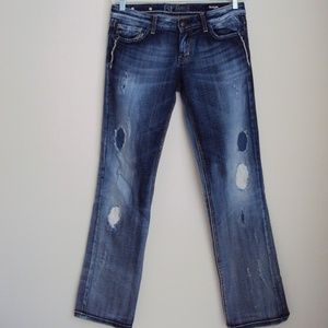Express ReRock Distressed Straight Leg Jeans